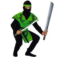 Grøn Ninja Fighter Dragt m/våben 120 cm