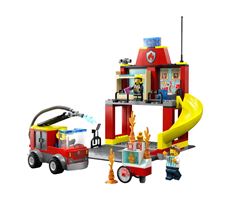 Brandstation och brandbil